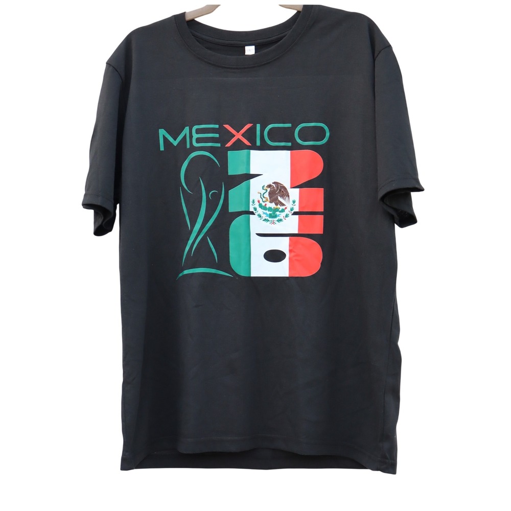 Mexico 2026 Soccer Graphic T-Shirt Mens Black Short Sleeve Fan Tee Size L